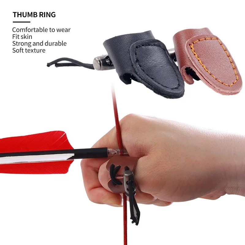 Кольцо на палец для стрельбы из лука и большого пальца ручной работы блочная рекурсивная снасть стрелы Двойная кожа крупного рогатого скота защитная накладка