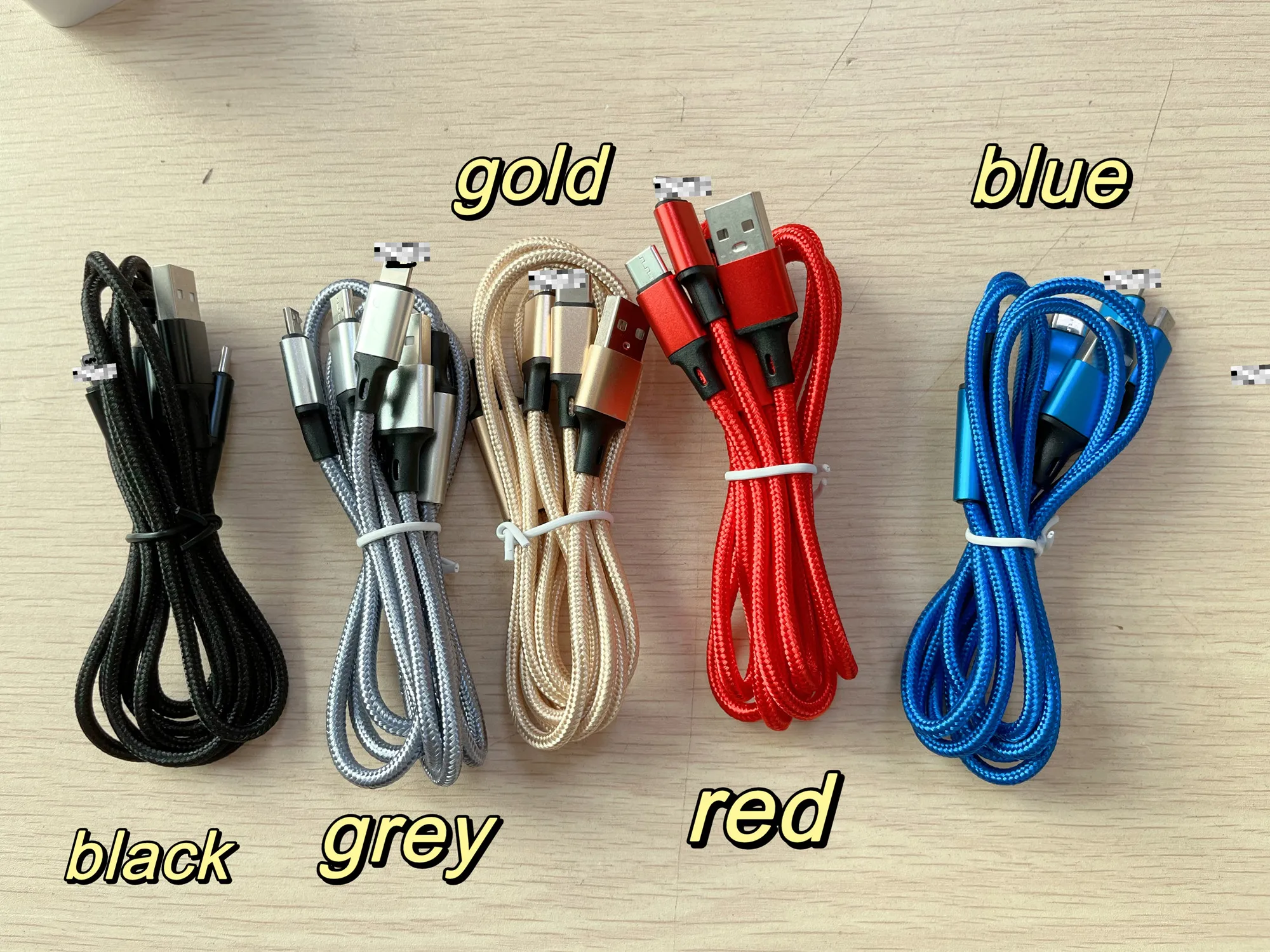 Free Sample 1.2m 3ft Nylon Braided USB Charging Cable 3 in 1 Micro 8Pin Type C Cable Data Charger Cable for phone