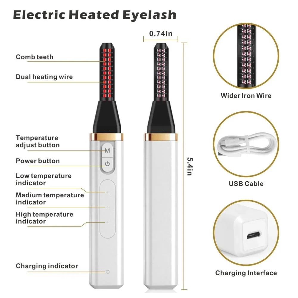 Heat Eyelash Curler With LED Indicator Light Private Label Beauty Tools Heated Mini Eyelash Curler