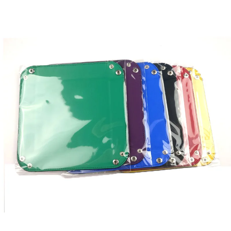 Custom Dice Rolling Tray Rectangle Pu Leather And Velvet Dice Tray Holder For Dice Gaming