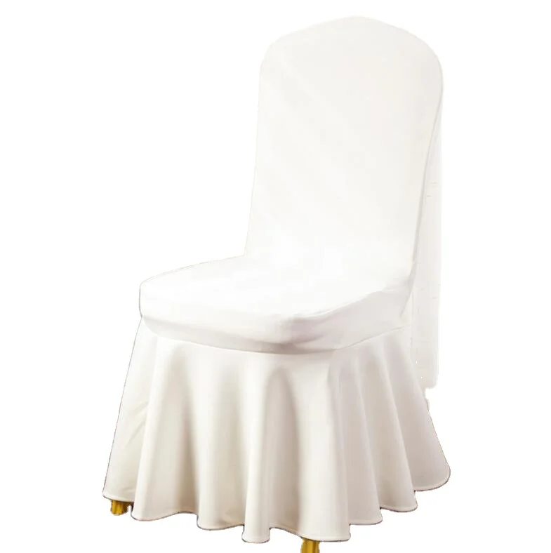 
Высококачественный чехол для стула из белого спандекса без растягивающегося банкетного кресла для отеля 