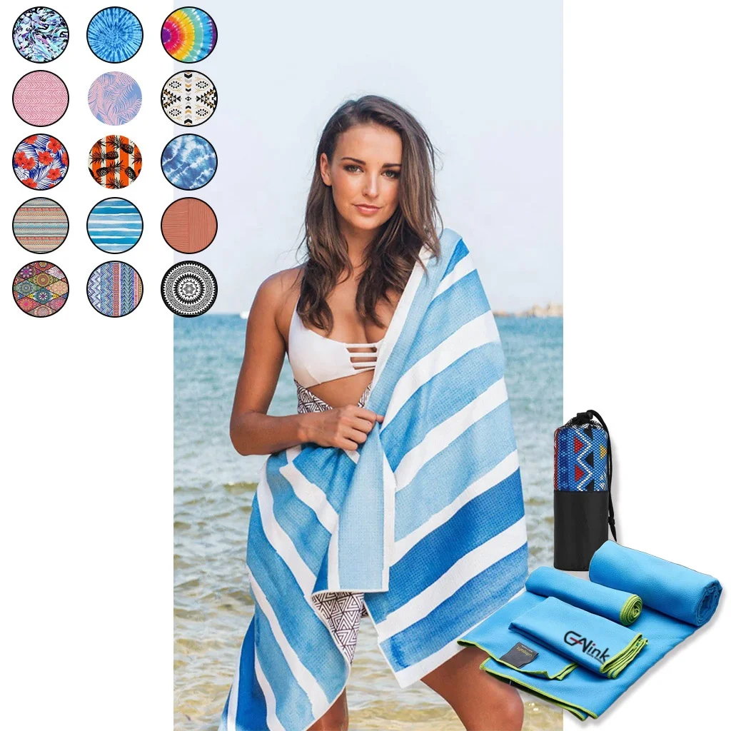 Hot Selling Quick Dry Microfiber Waffle Organic Beach Towel with Customized logo