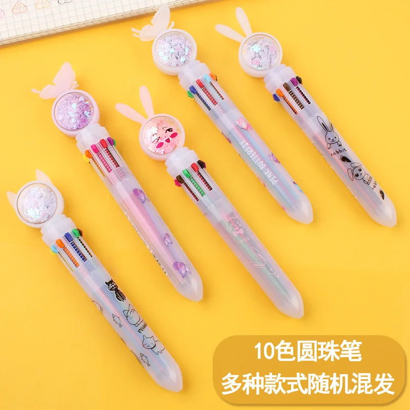 Cute Dinosaur Ballpoint Pens 10 Colors In 1 Pens Multicolor Flamingo Ball Pens For Kids Gift School Office Supplies Stationery