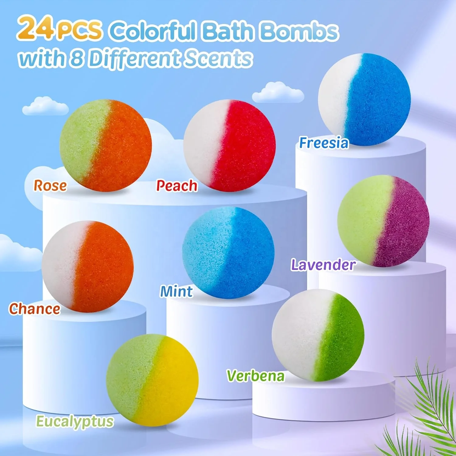 Natural and Organic Colorful Bubble Bath Fizz 24pcs Bath Bombs Glow in The Dark Surprise Inside Bath Bombs for Kids