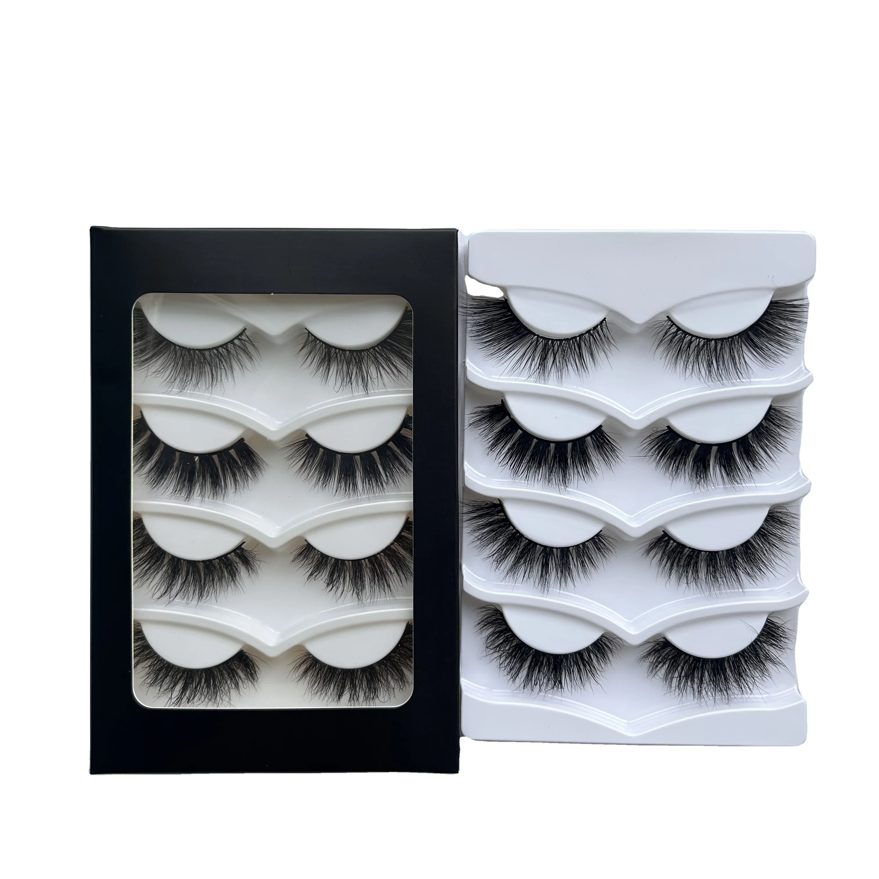 free lash boxers 4 pair lash tray wholesale High Quality real mink eyelashes Private Label cheap eyelash factory price