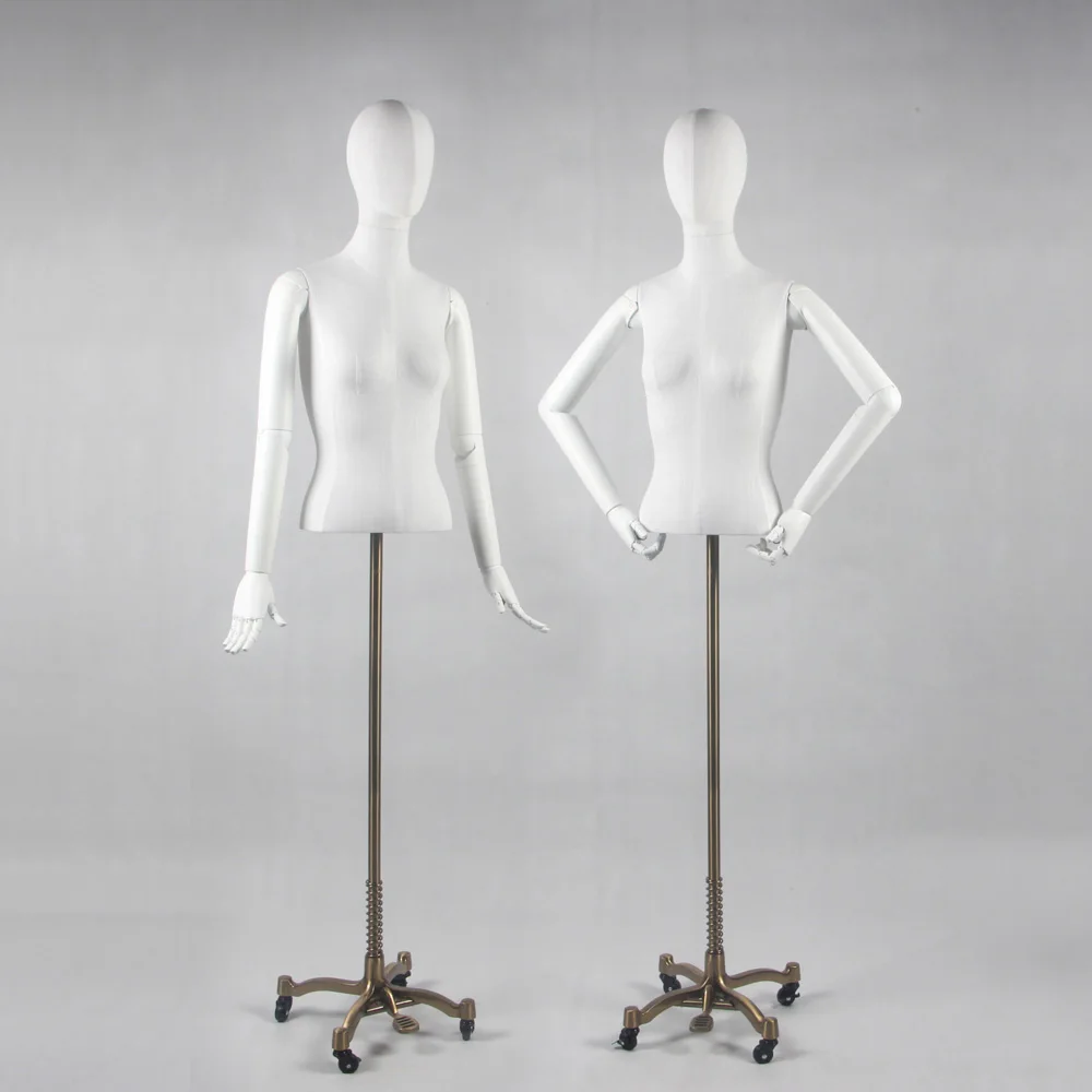 Beautiful Clothing Store Lady Display Plastic Articulated Arms Dress Form Mannequin with wheel base