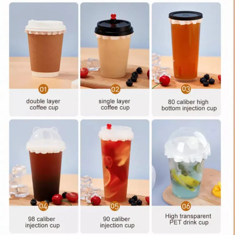 Compostable Ice Cream Packaging Container Paper Cups Kraft White Paper Soup Bowl With PP Paper Lid