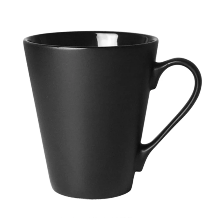 12oz fully color glazed custom logo ceramic coffee cup matte black mug