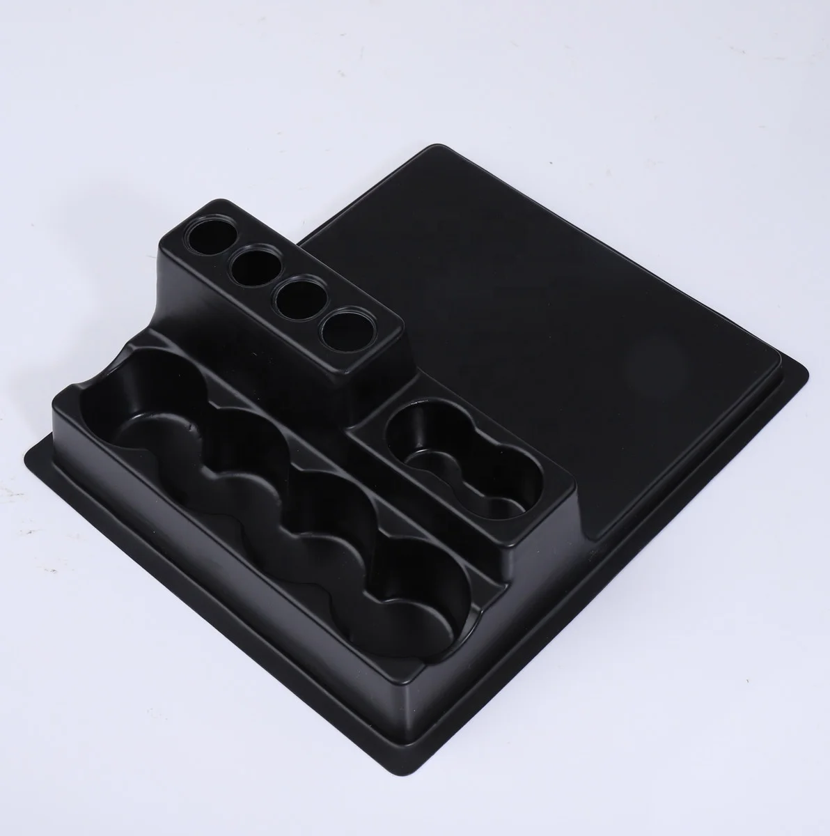 Custom black PS vac form tray for cosmetic bottles High quality thick vac form insert tray for display