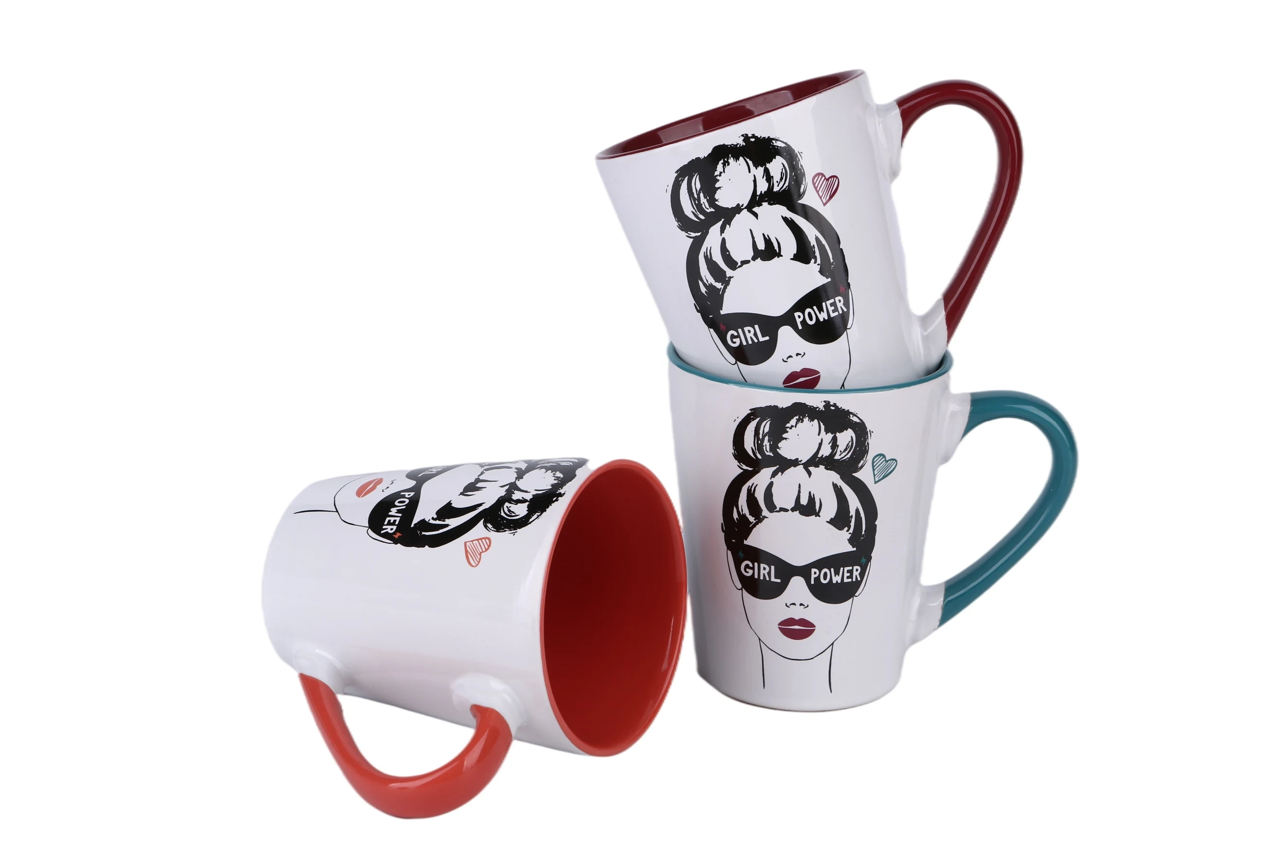 
cusomized design ceramic coffee set europe soup mug red mug cups set pottery mug 