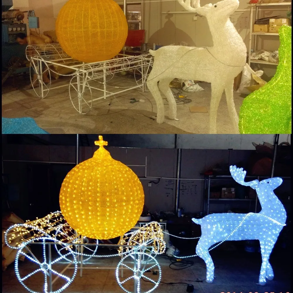 Large reindeer 3d christmas reindeer with led light for street decoration