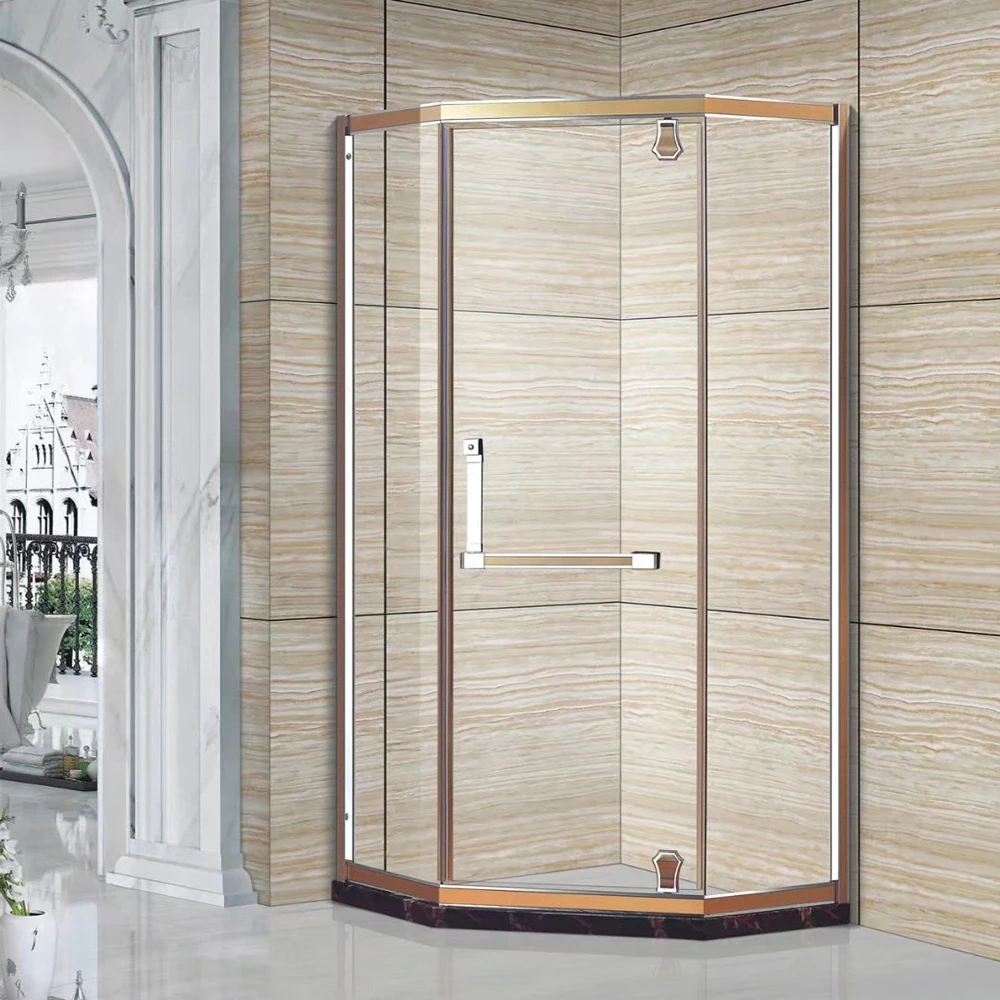 New Functional Glass Fold Door Sliding Door Bathroom Shower Cabin Diamond Shape Integrate Shower Room