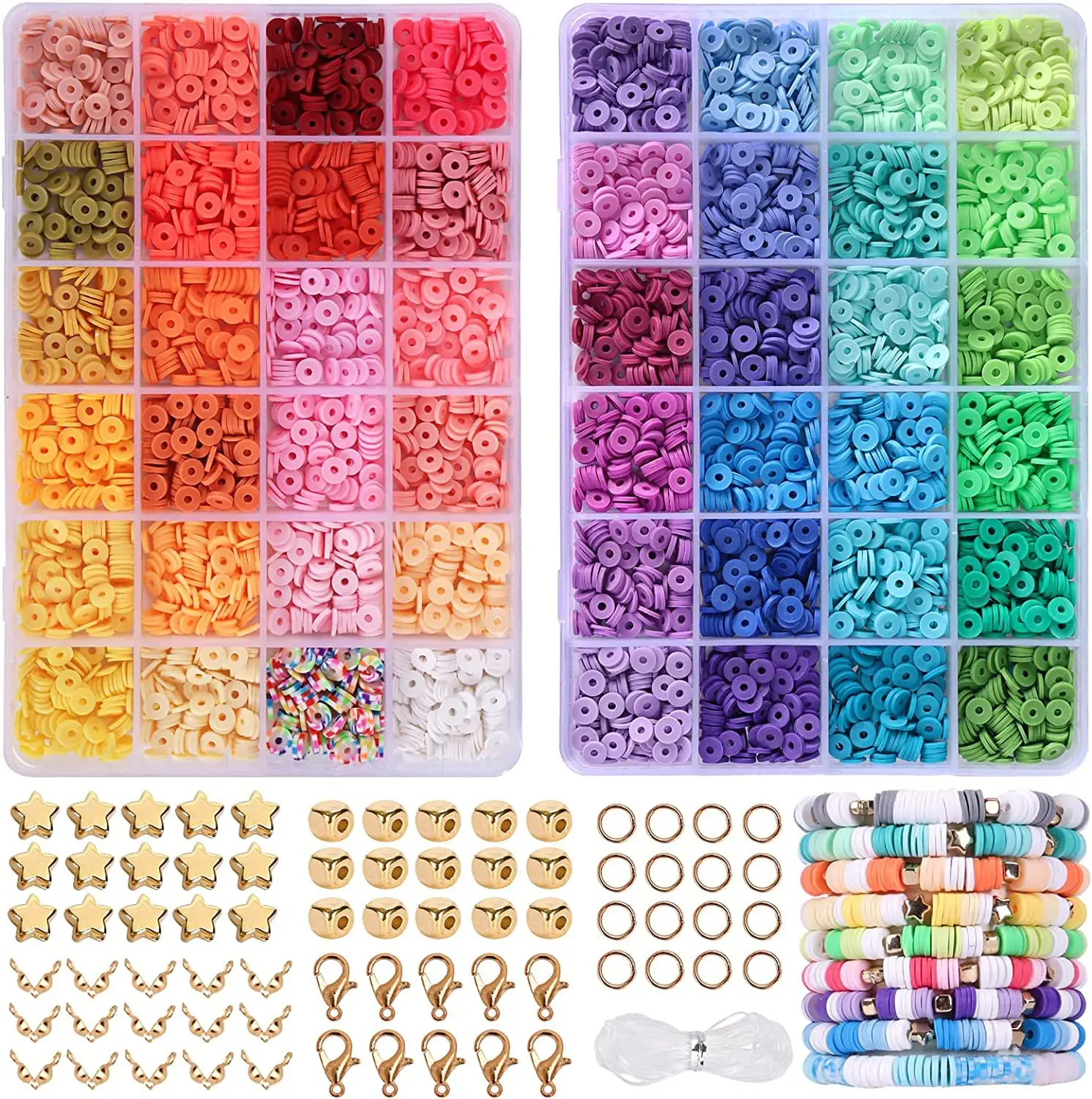 9800pcs Jewelry Bracelet Diy Clay Beads Accessories 6mm Color Polymer Clay Beads For Jewelry Making Kit