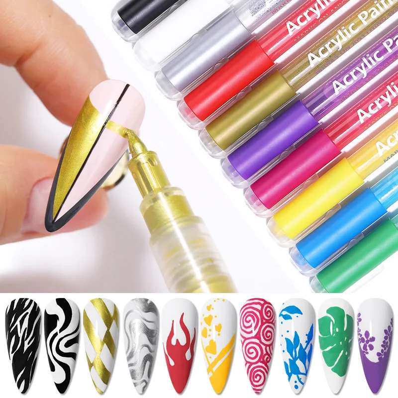 Nail Art Graffiti Pen Waterproof Drawing Painting Liner Brush DIY  Lines Details Nail Art Polish Pen