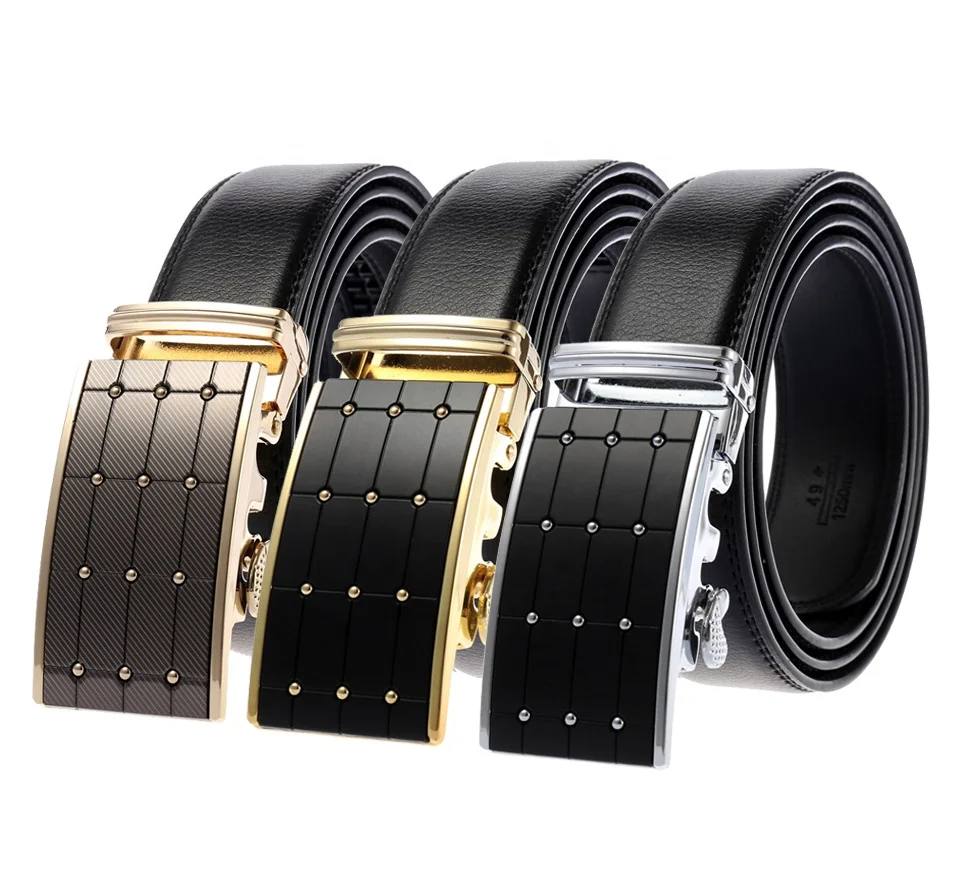 Fashion Automatic Buckle Business Cow Hide Real Leather Dress Belt for Men