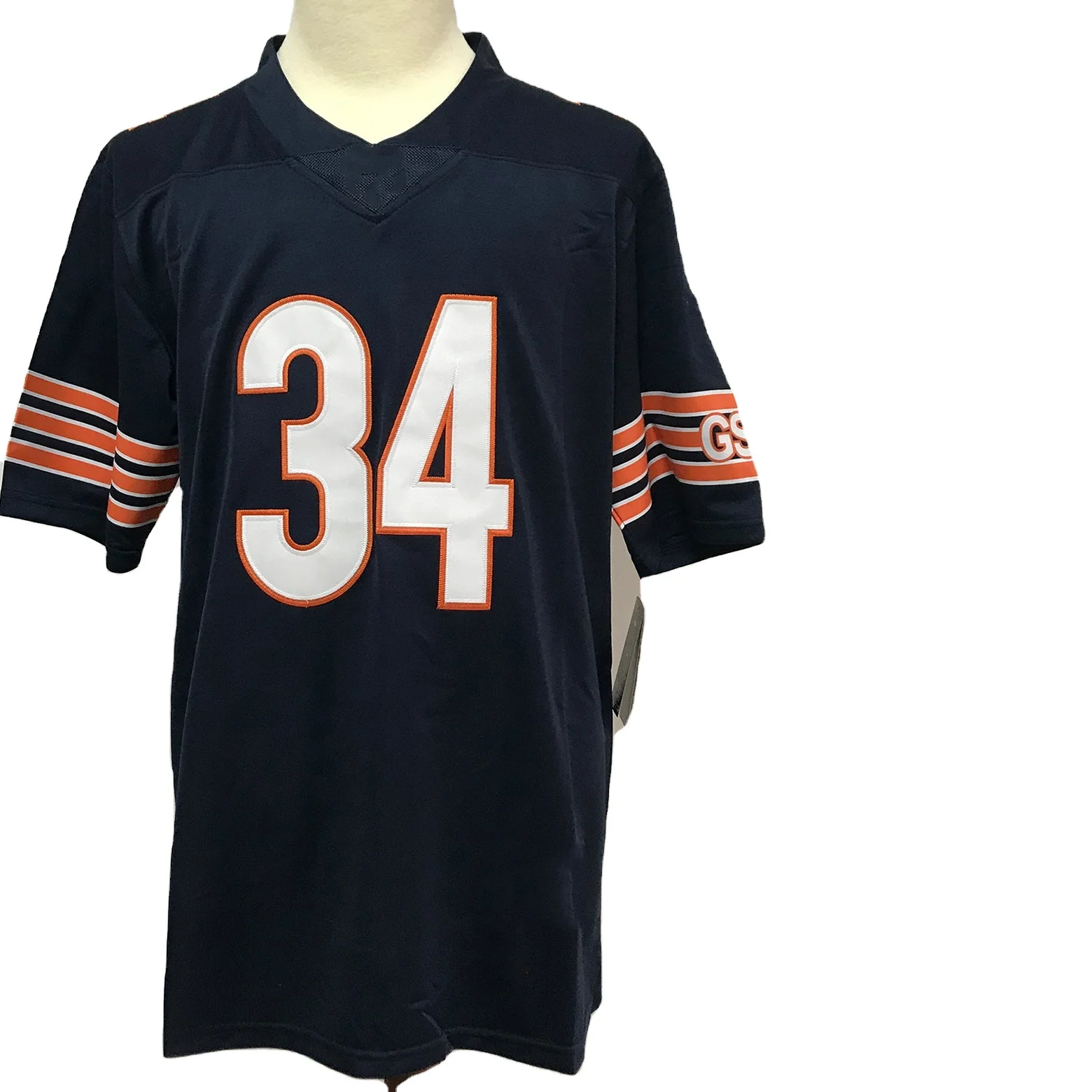 Новинка, высококачественные футболки с вышивкой для американского футбола, мужская спортивная футболка большого размера No. 34 PAYTON, Спортивная футболка