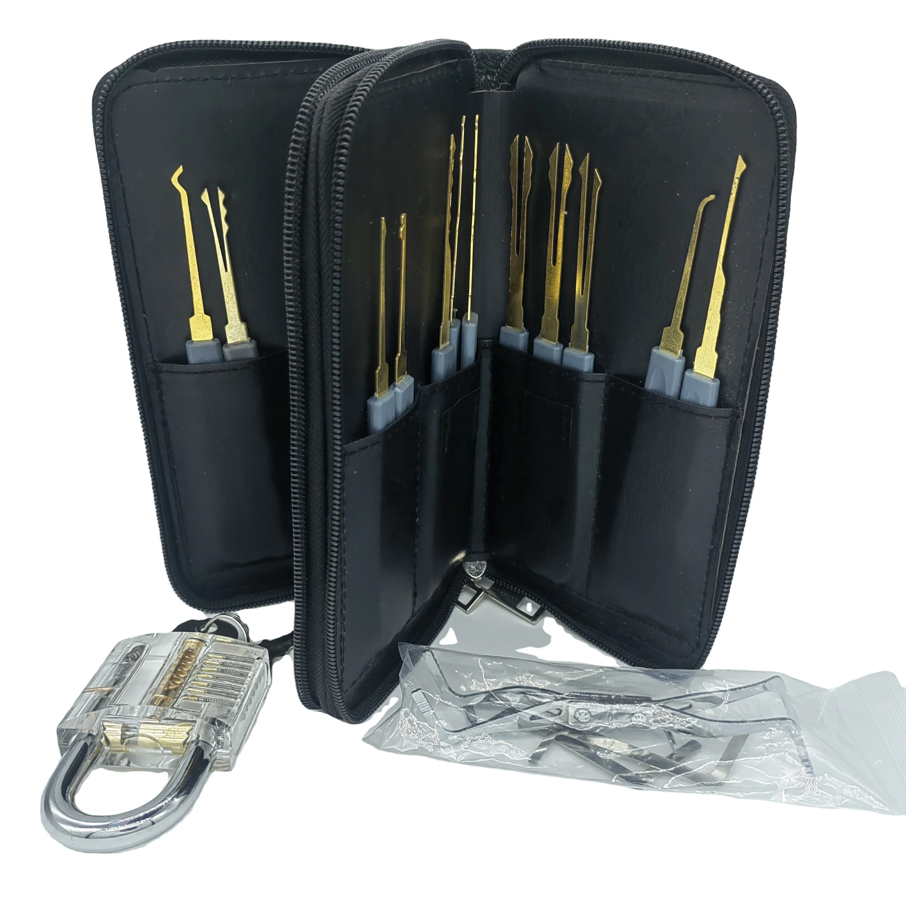 15/17/24 piece locksmith training set transparent locksmith tools training kit Locksmiths practice transparent lock pick set