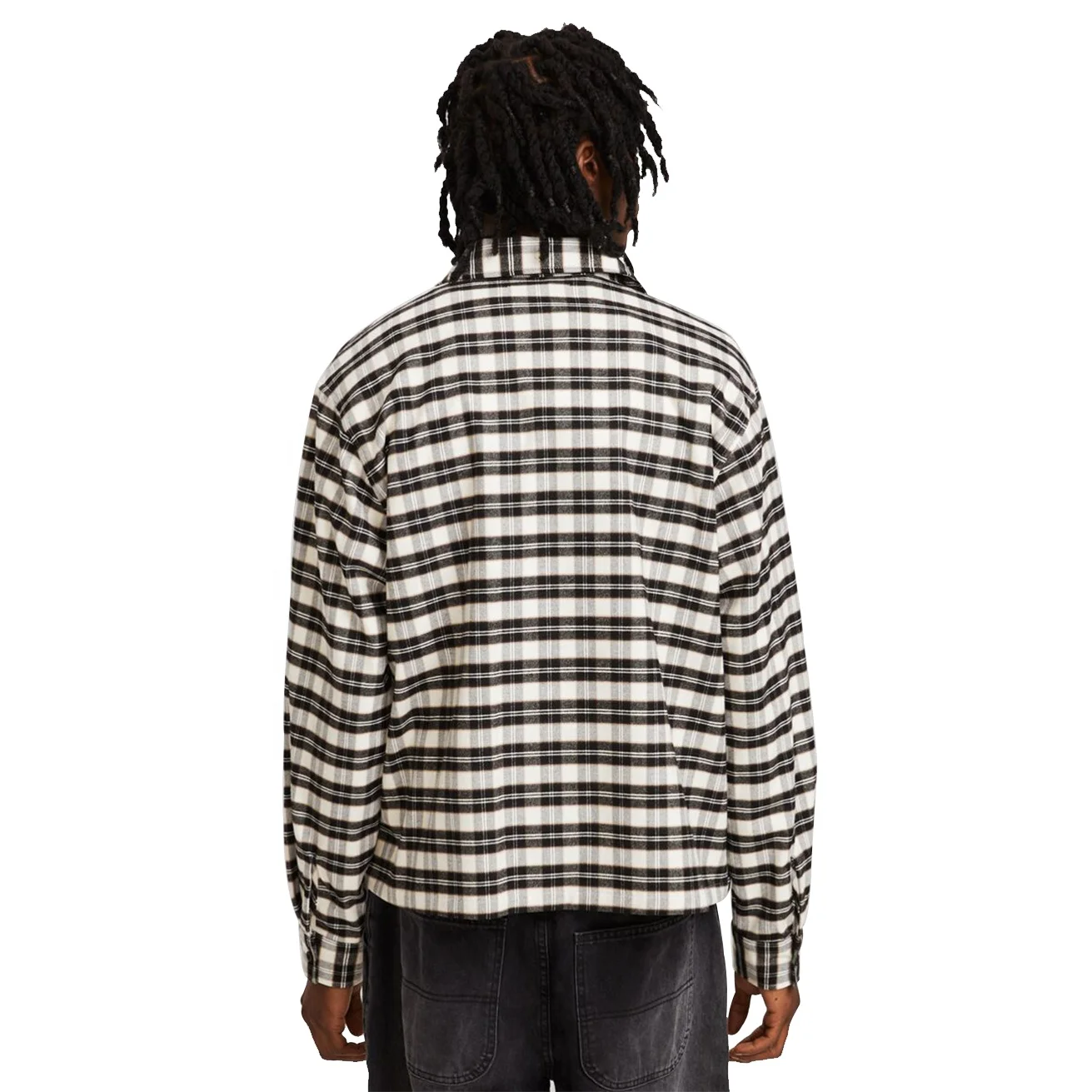 China Factory luxury Flannel plaid Shirts Custom Logo heavyweight  Men Wear zip up Flannel checks shirt for men