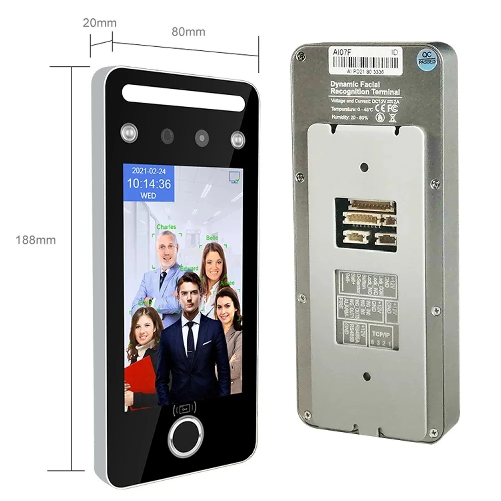 5 inch Dynamic Facial Access Control 125khz Card Time Attendance TCP/IP/USB IR Face Recognition Fingerprint Time Recorder