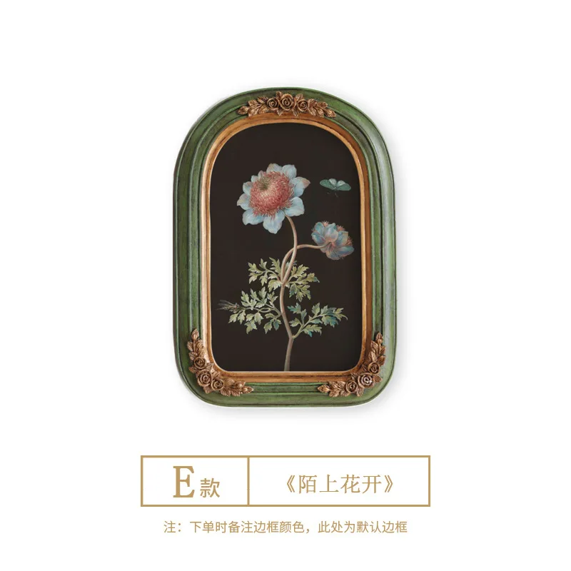 European Classical Desktop Ornament Decorative Painting French Plant Flower Arched Frame Hanging Painting