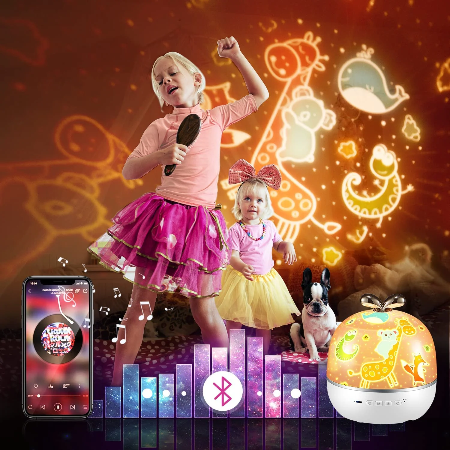 LED animal Star kids Projector Night Lamp music box Sky Light  Galaxy Starry Night Light