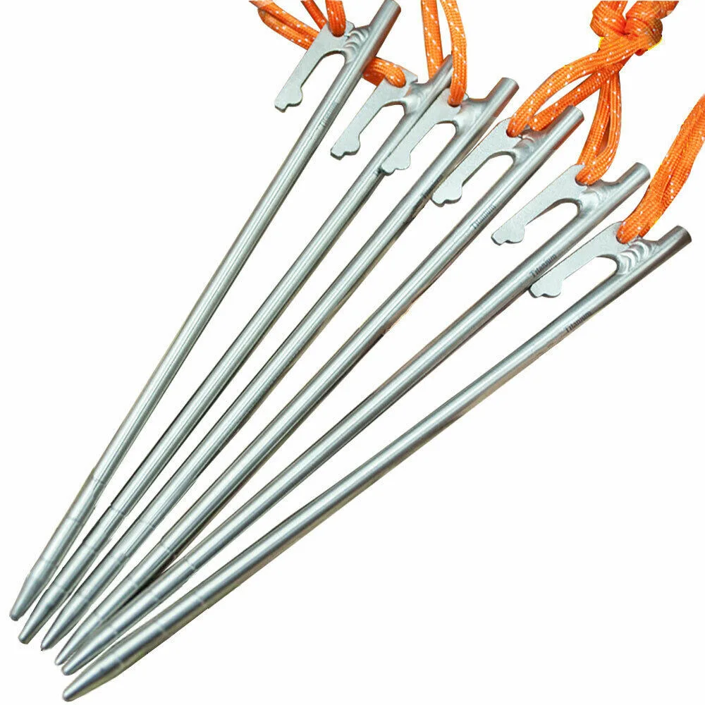 200*7*7mm Hot Selling Heavy Duty Outdoor Picnicking Camp Titanium Stakes Screw Shaped Tent Pegs