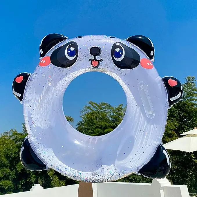 2023 Hot Sale Customize PVC Inflatable Panda Swim Ring Floating Toys for Pool and Outdoor