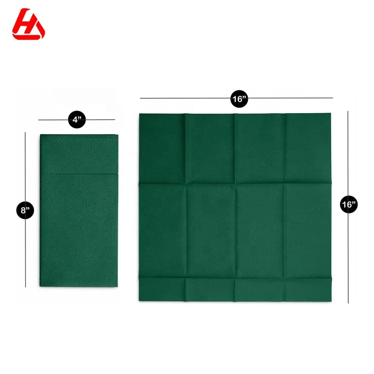 Зеленые столовые салфетки, карманные складные бумажные салфетки для ужина, бумажные салфетки Airlaid