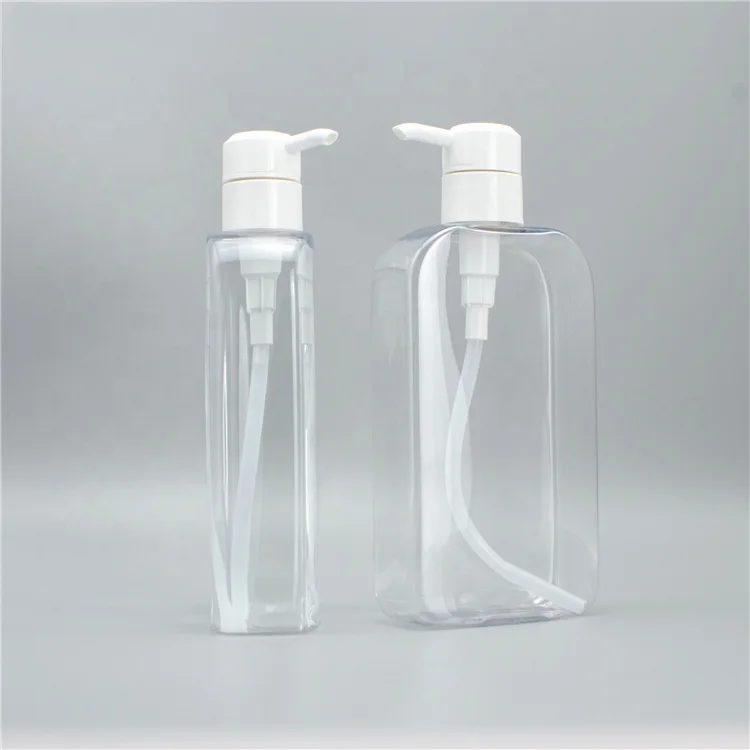 Plastic Cosmetic Skin Care Packaging Tetragonal Clear PET Refill Oil Bottles 500ml (1600566866365)