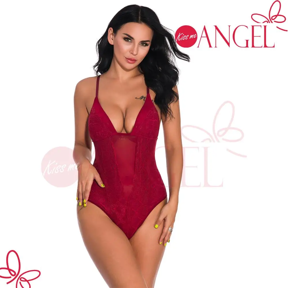KISS ME ANGEL hollow out teddy g string custom women sexy transparent bodysuit
