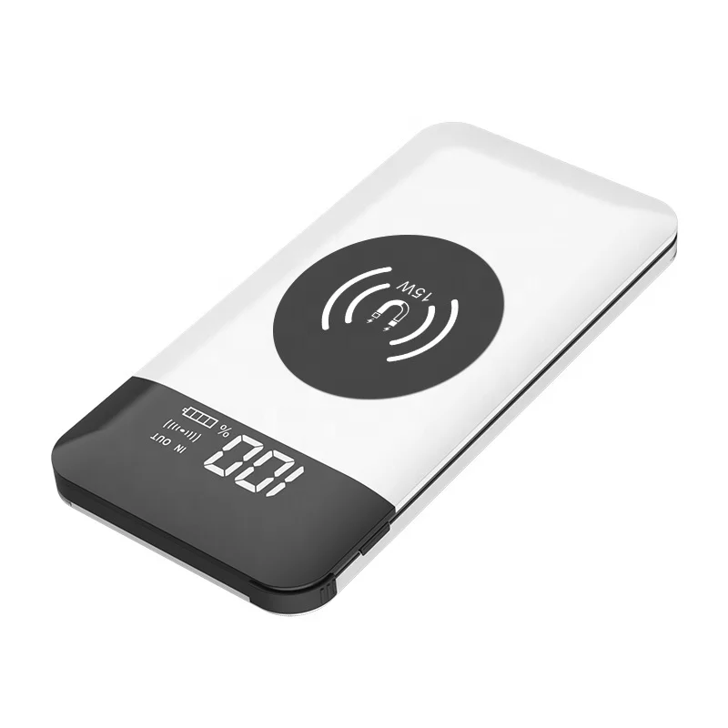 hot selling 15W portable handy wireless power bank magnetic10000mAh build in cable powerbank for iphone 12