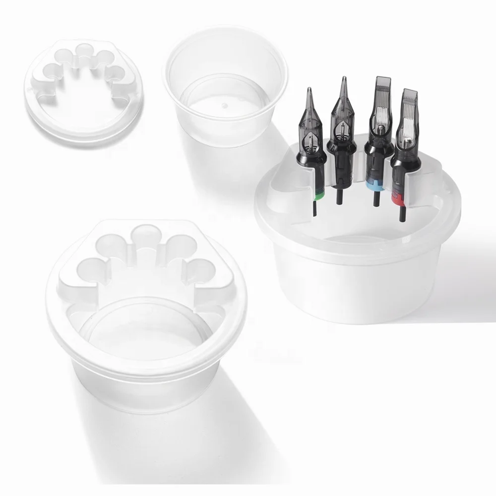 Cleaning Rinse Tattoo Cartridge Needle Holders Plastic Cup in Pack of 25 Cups and 25 Lids