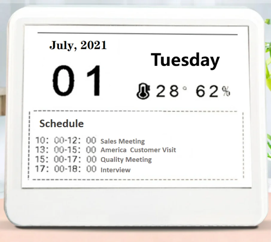 Smart E-paper E ink screen desktop calendar special electronic paper display multi-function table calendar black and white color
