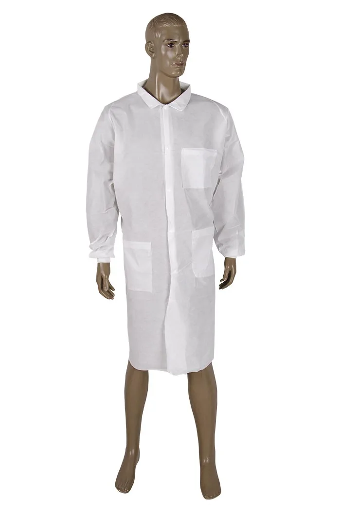 PP SMS Lab Coat Disposable Surgical Gown Hospital Protective Jacket disposable gowns with Knitted Cuffs and Collar