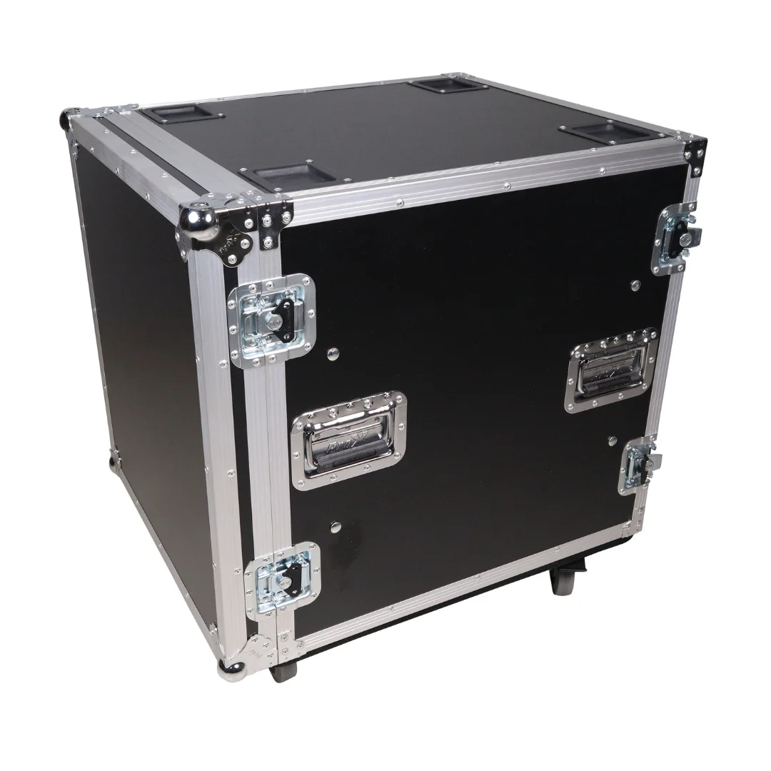 Factory Wholesale Custom Size 12U Large Space Shockproof Waterproof Amp Rack 24 Inch Depth ATA Flight Case Wheels Tool Cases