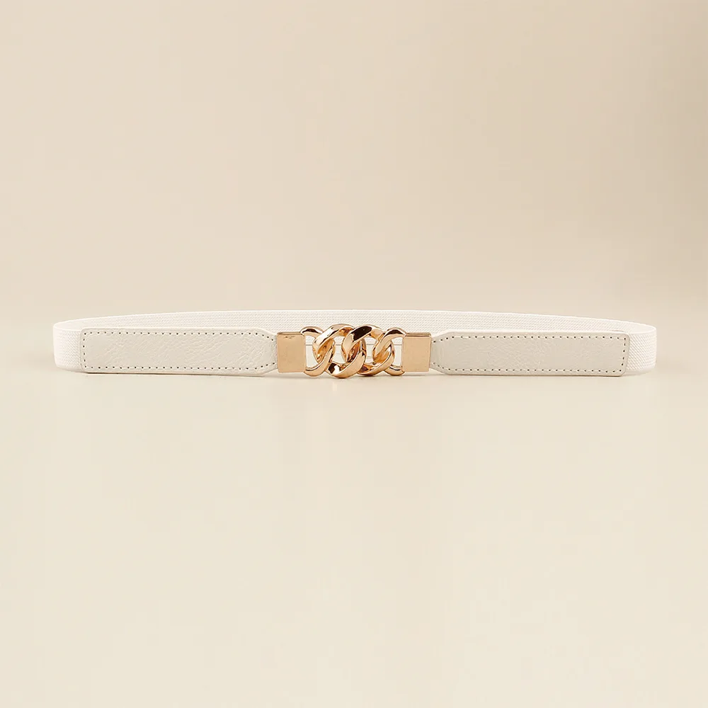 Popular slim-fit dress belt in Europe and the United States  multi-ring alloy buckle design high elastic PU belt
