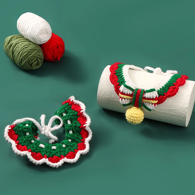 Hot Sale Custom Crochet Christmas Costume Hand-woven Material Set Pet Bib Knitting  Crochet Kit for Beginners Adults Kids