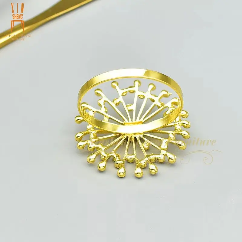 Хит продаж Золотое свадебное роскошное кольцо для салфеток с золотым бриллиантом