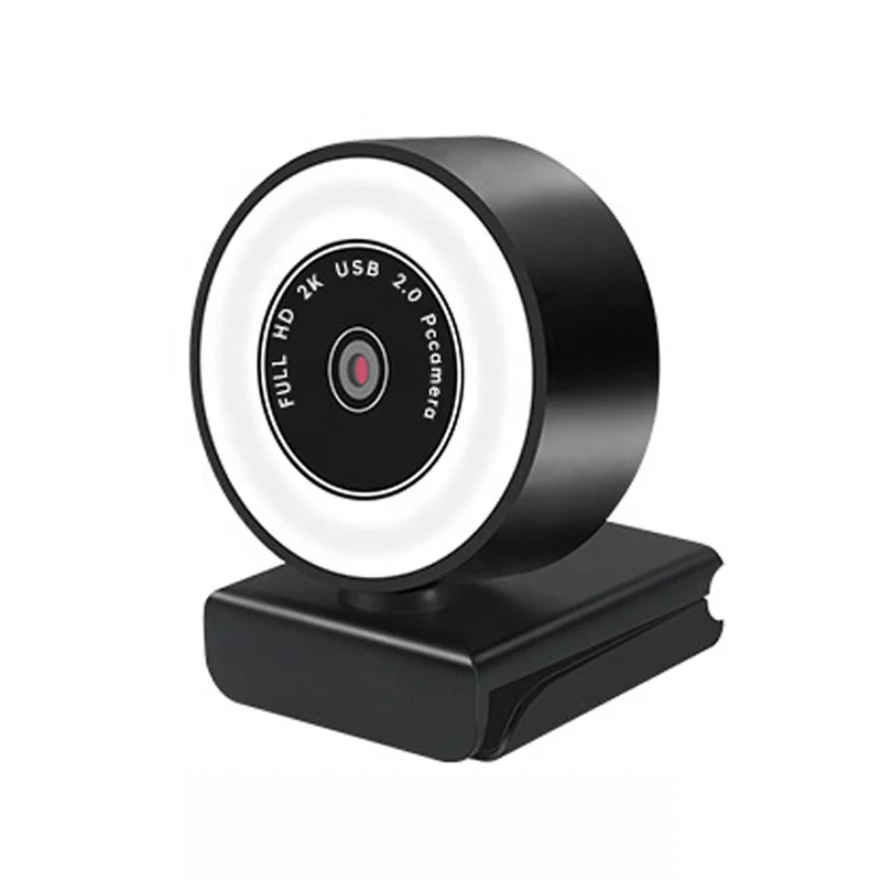 360 Degree Swivel 3MP LED Ring Light PC Camera USB Live Stream 2K Full HD Webcam