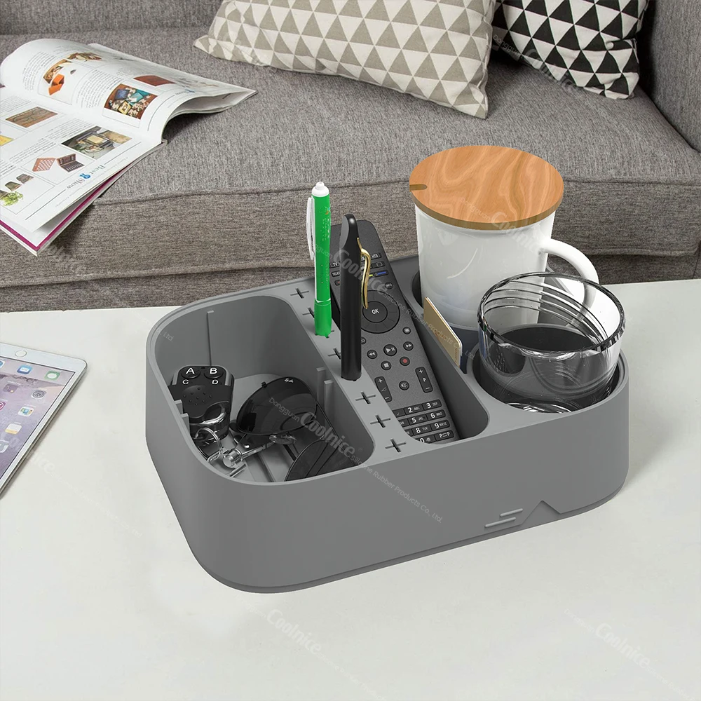 Sofa Couch Snacks Caddy Serving Crate Tray Couch Cup Holder Tray for TV Remote Snacks Drinks Cellphone