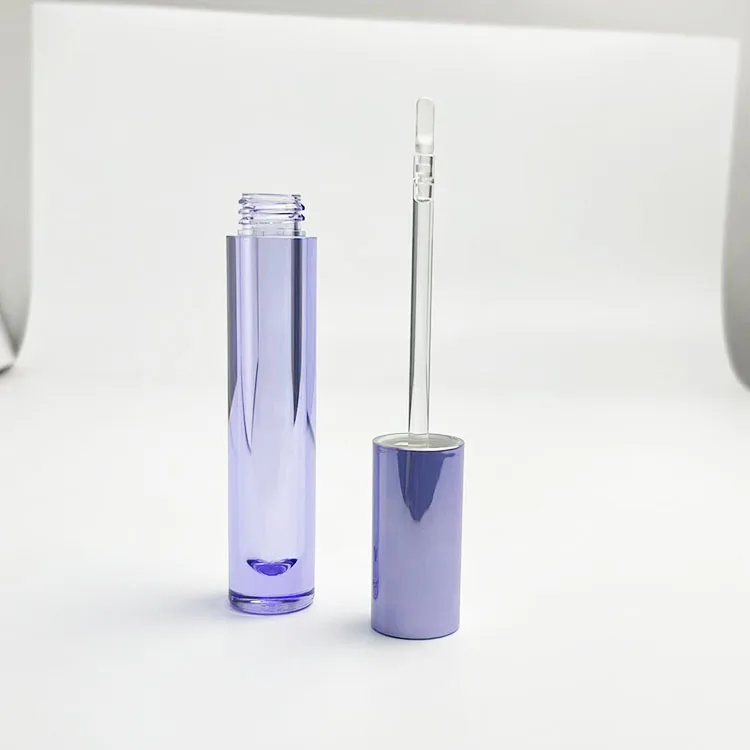 Wholesale 3.5ml Empty Transparent Purple Lip Gloss Tube Round Lip Gloss Container