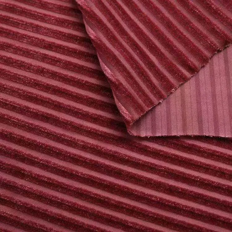 
polyester spandex velour plain dyedstriped modern knit silk velvet fabric for dress garment pajamas 