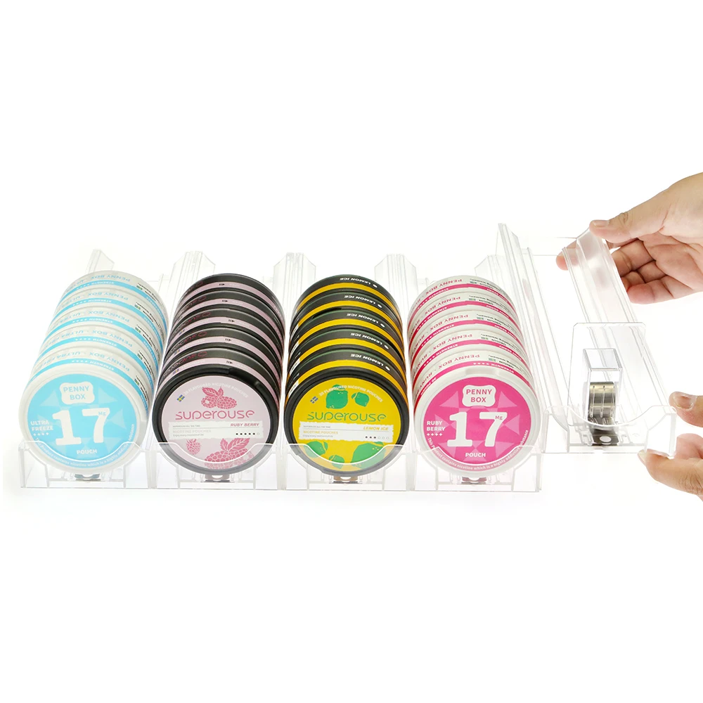 Hot Selling Wholesale Round Nicotine Pouches Flavors Sweden Circular Cigarette Case Supermarket Shelf Snus Cans Pusher