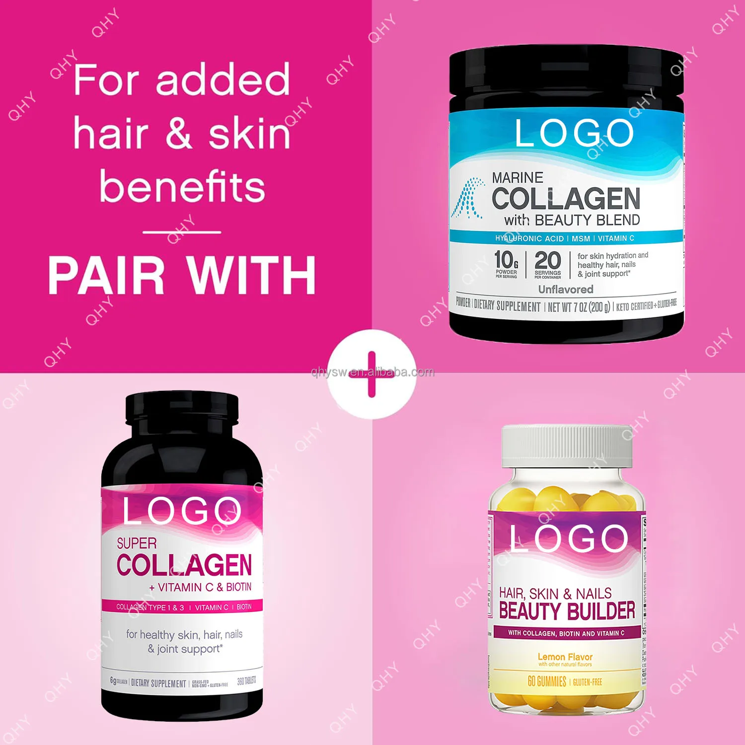 OEM Fish Collagen Peptides Powder Support Bone Joint Health Promotes Hair and Nail Skincare Whitening Collagen Powder Supplement