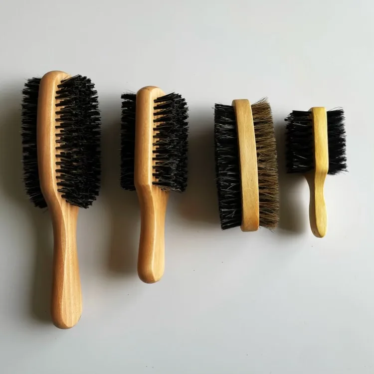 Factory Wholesale Custom Private Logo Natural or Colored Wooden Boar Bristle Hair Brush In Different Size and Hardness