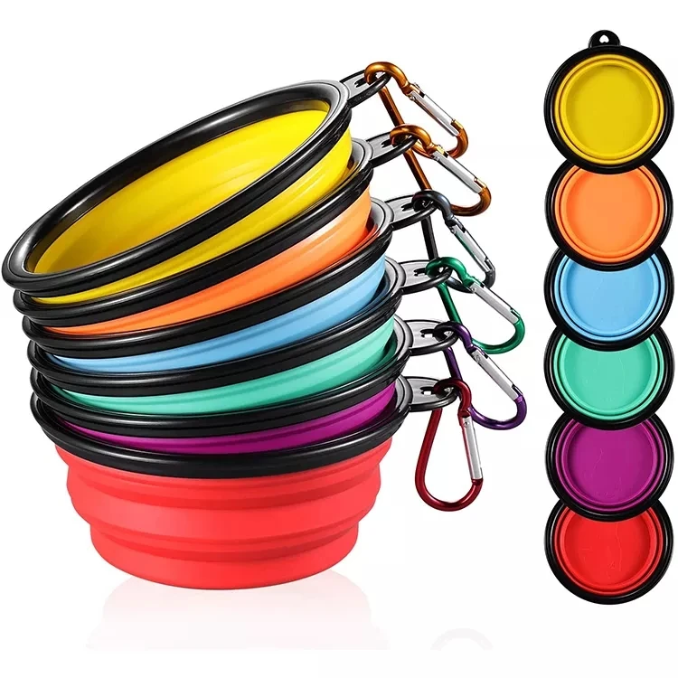 OEM/ODM Pet Food Dog Bowls Portable Silicone Collapsible Dog Bowl Wholesale No Spill Foldable Plastic Raised Insulated Travel