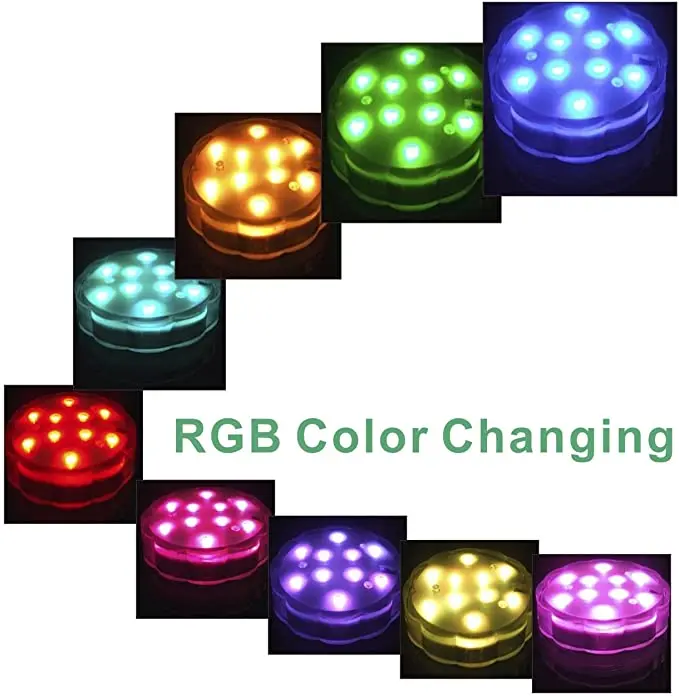 Ip68 Waterproof Led Rgb Swimming Pool Light Seven Color Underwater Lighting Party Holiday Aquarium Diving Light