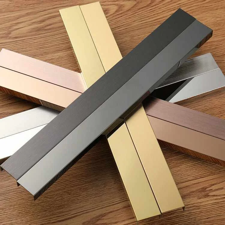 Commercial Use Brass Mirror 1.0mm Thickness Stainless Steel U Channel Trim Frame Glass Door Floor Wall Edge Trim Protection