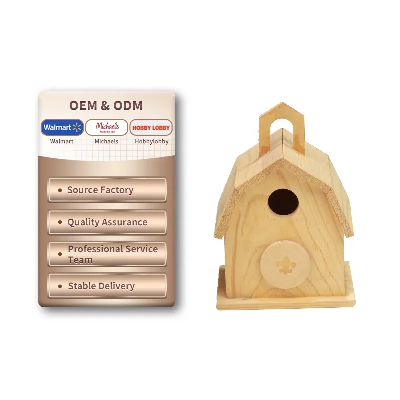Factory Custom Mini Wooden Hanging Birdhouse Outdoor Birdhouse Crafts Suitable for Outdoor Use and Decoration