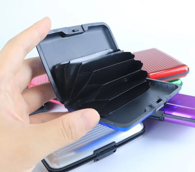 multiple color wallet credit card holder aluminum case protect rfid scanning